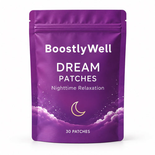 BoostlyWell Dream Patches packaging visualization, 30 patches