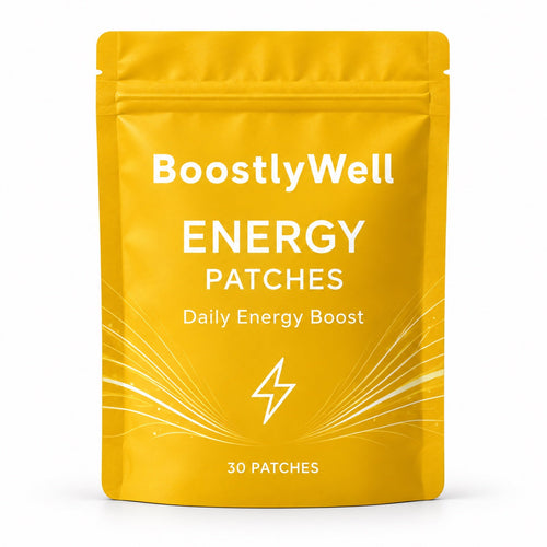 BoostlyWell Energy Patches packaging visualization, 30 patches